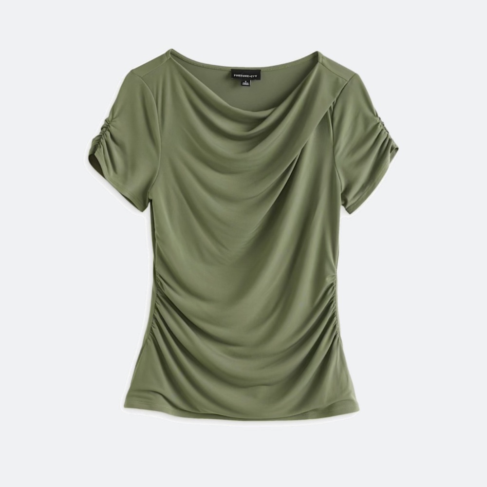 Elegant Olive Short Sleeve Top